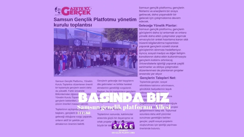 Samsun Gençlik Platformu Yönetim Kurulu Toplantısı Gerçekleşti